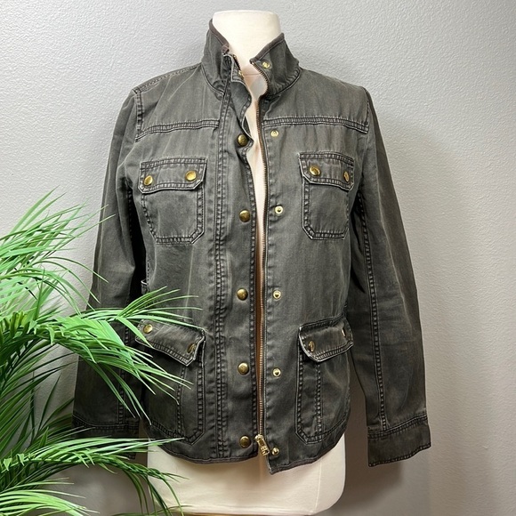 J. Crew Relaxed Boyfriend Jacket XS Dark Green Utility Field Coat 100% Cotton - Picture 5 of 15